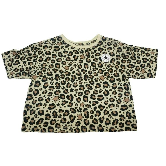 Girls Converse Leopard print t-shirt, Large, Crop top Style, like new - Picture 2 of 7